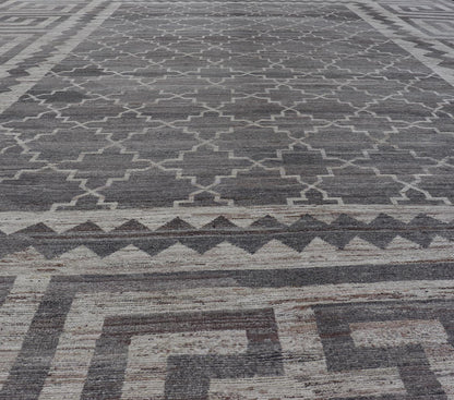 Modern Hand - Knotted Khotan Rug in Wool with Sub - Geometric & Greek Key Design This modern casual Khotan rug has been hand - knotted. The rug features a modern sub - geometric diamond design, enclosed within a Greek key design border; making this rug... - Keivan Woven ArtsAFGC - 39807 - 19376Rug