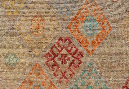 Modern Hand - Knotted Tribal Rug in Wool with Sub - Geometric Diamond Design This modern casual tribal rug has been hand - knotted. The rug features a modern sub - geometric diamond design rendered in multicolor; making this rug a superb fit for a vari... - Keivan Woven ArtsAFGC - 39941 - 19388Rug