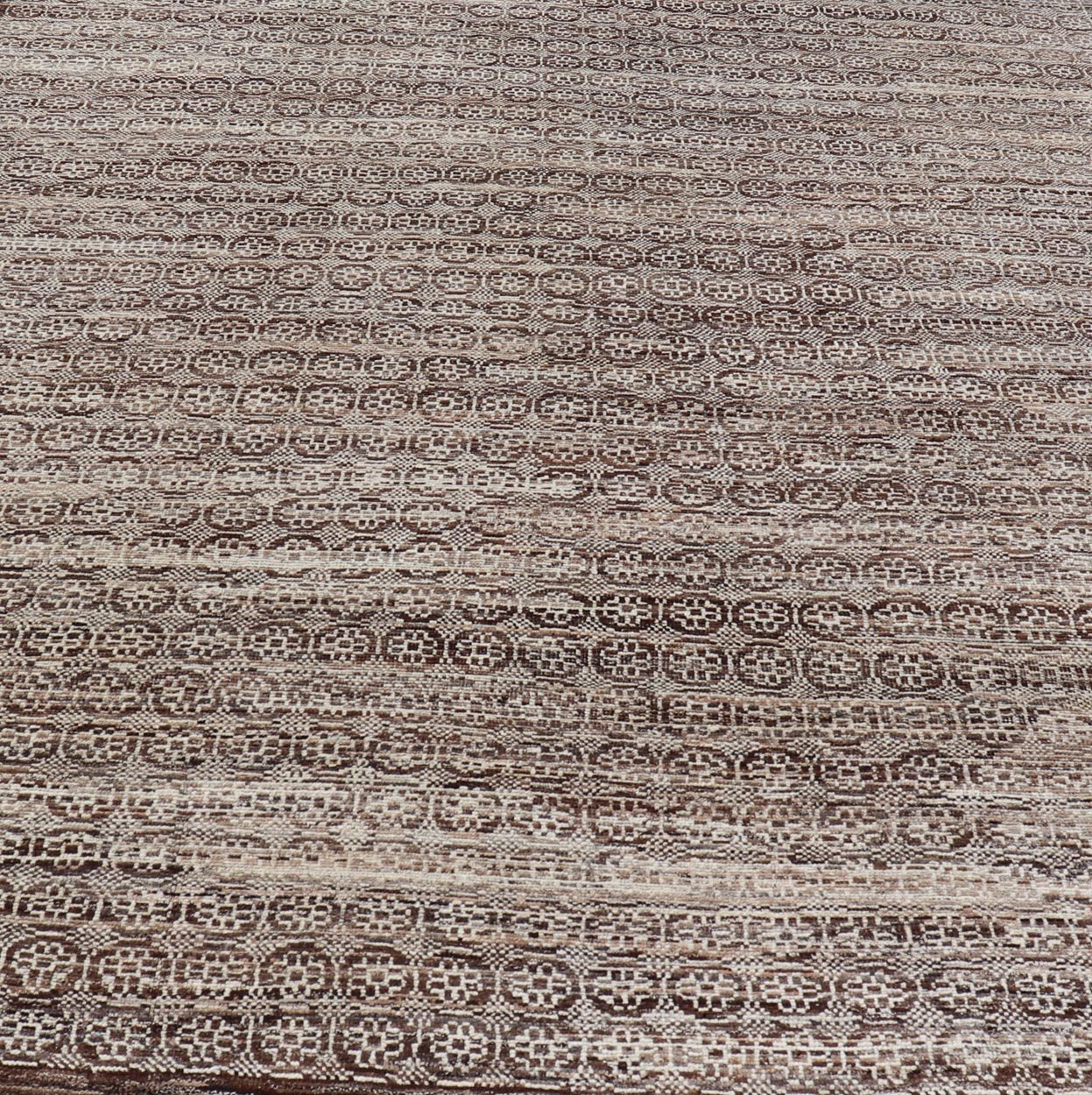 Modern Hand - Knotted Khotan Rug in Wool with Geometric Design in Brown and Ivory This modern casual Khotan rug has been hand - knotted. The rug features a modern all - over geometric design, rendered in brown and ivory; making this rug a superb fit ... - Keivan Woven ArtsAFGC - 40850 - 19430Rug