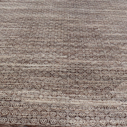 Modern Hand - Knotted Khotan Rug in Wool with Geometric Design in Brown and Ivory This modern casual Khotan rug has been hand - knotted. The rug features a modern all - over geometric design, rendered in brown and ivory; making this rug a superb fit ... - Keivan Woven ArtsAFGC - 40850 - 19430Rug