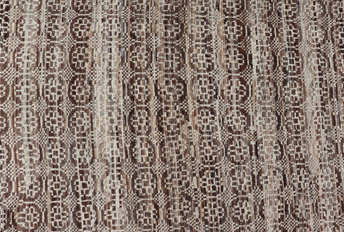 Modern Hand - Knotted Khotan Rug in Wool with Geometric Design in Brown and Ivory This modern casual Khotan rug has been hand - knotted. The rug features a modern all - over geometric design, rendered in brown and ivory; making this rug a superb fit ... - Keivan Woven ArtsAFGC - 40850 - 19430Rug
