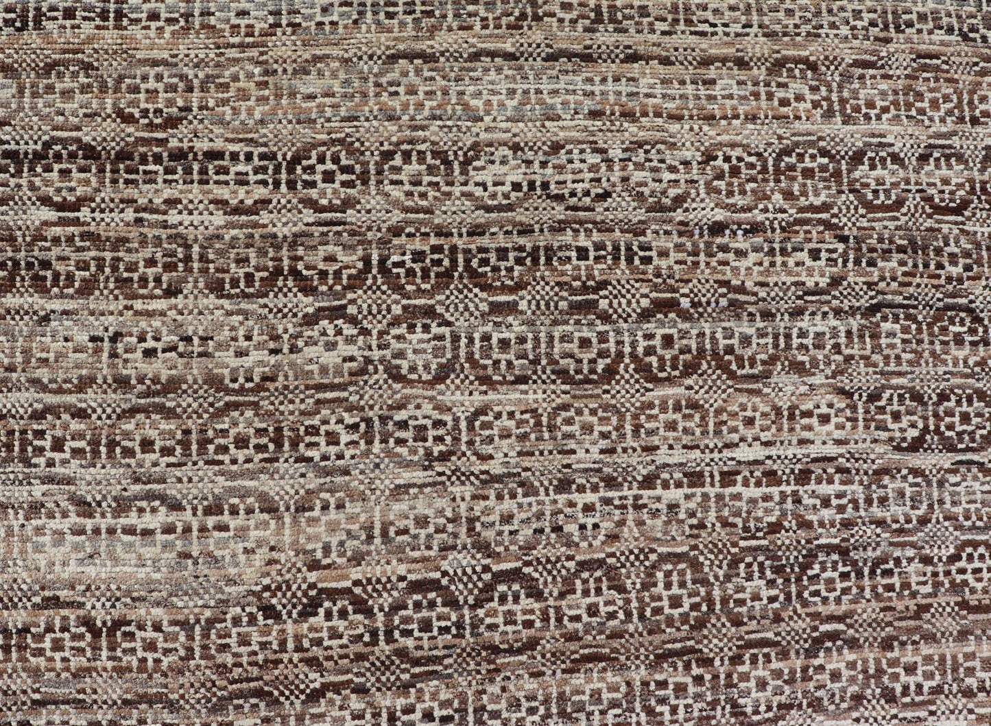 Modern Hand - Knotted Khotan Rug in Wool with Geometric Design in Brown and Ivory This modern casual Khotan rug has been hand - knotted. The rug features a modern all - over geometric design, rendered in brown and ivory; making this rug a superb fit ... - Keivan Woven ArtsAFGC - 40850 - 19430Rug
