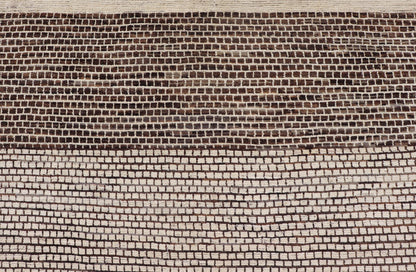 Modern Rug with Brick Design in Brown and Cream by Keivan Woven Arts. Modern Rug with Geometric Brick Design in Earthy Tones of Brown's, and Cream Measures: 9'4 x 11'1. This modern rug has been hand - knotted with fine wool. The rug featur... - Keivan Woven ArtsAFGC - 43266 - 19484Rug
