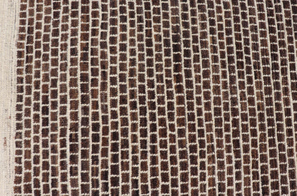 Modern Rug with Brick Design in Brown and Cream by Keivan Woven Arts. Modern Rug with Geometric Brick Design in Earthy Tones of Brown's, and Cream Measures: 9'4 x 11'1. This modern rug has been hand - knotted with fine wool. The rug featur... - Keivan Woven ArtsAFGC - 43266 - 19484Rug