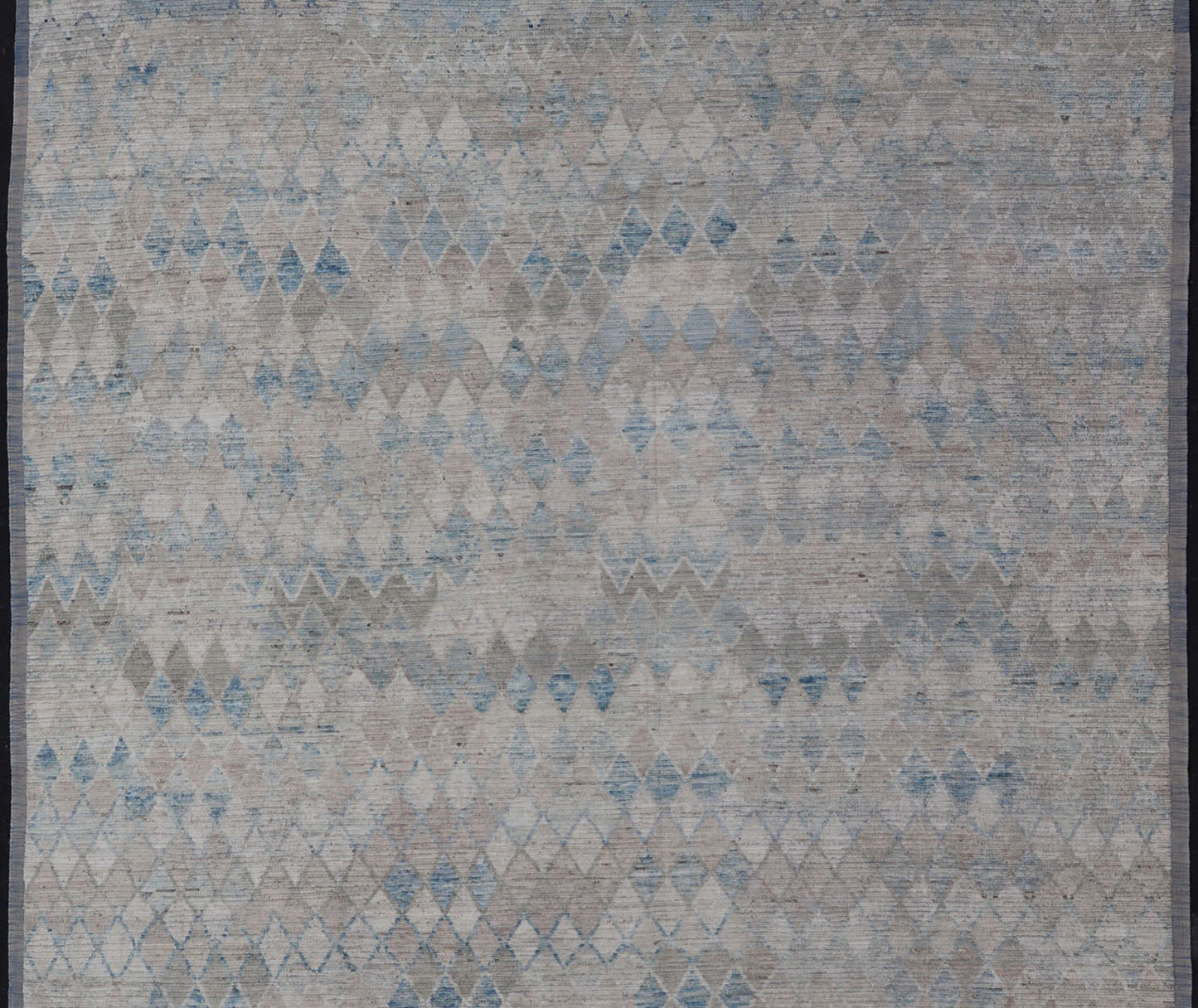 Oversized Modern Casual All - Over Diamond Design in Blue, Taupe, and Cream This over sized modern casual palace sized rug features a subtle diamond design rendered in blue, taupe, cream. This piece was hand - knotted using wool to make a pile textu... - Keivan Woven ArtsAFGC - 43420 - 20157Rug
