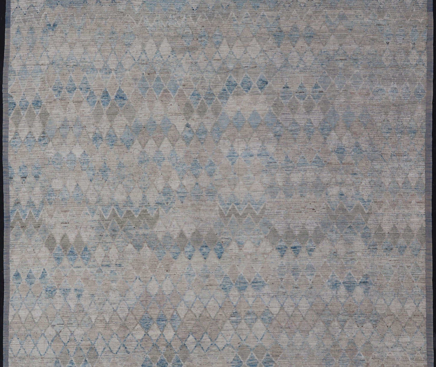 Oversized Modern Casual All - Over Diamond Design in Blue, Taupe, and Cream This over sized modern casual palace sized rug features a subtle diamond design rendered in blue, taupe, cream. This piece was hand - knotted using wool to make a pile textu... - Keivan Woven ArtsAFGC - 43420 - 20157Rug