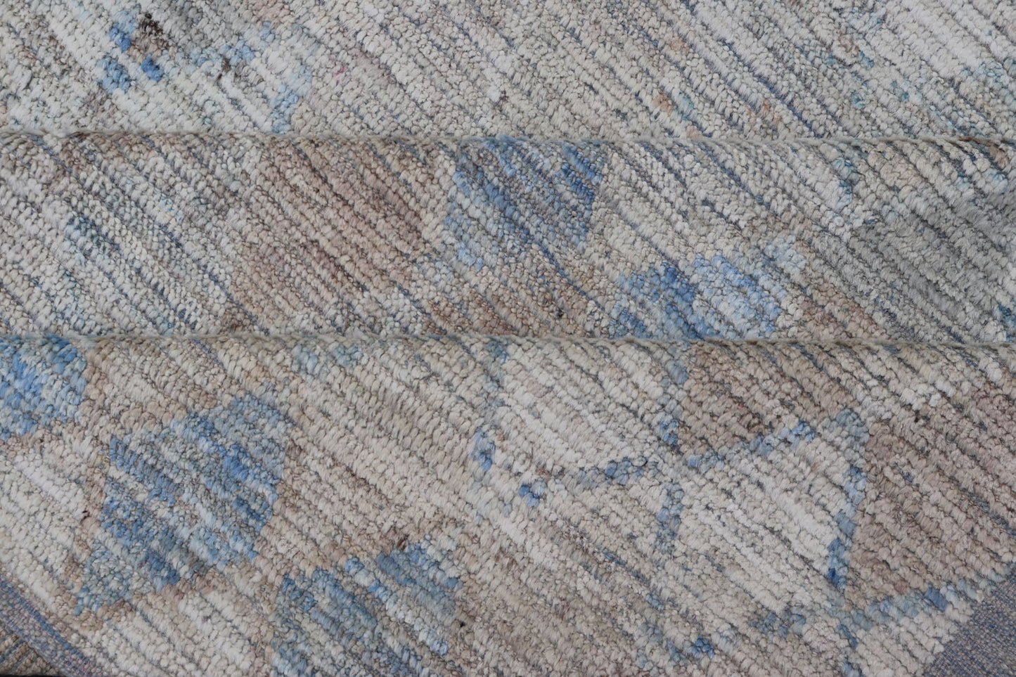 Oversized Modern Casual All - Over Diamond Design in Blue, Taupe, and Cream This over sized modern casual palace sized rug features a subtle diamond design rendered in blue, taupe, cream. This piece was hand - knotted using wool to make a pile textu... - Keivan Woven ArtsAFGC - 43420 - 20157Rug