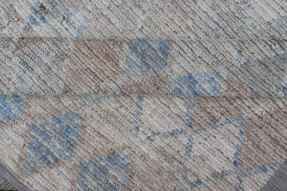 Oversized Modern Casual All - Over Diamond Design in Blue, Taupe, and Cream This over sized modern casual palace sized rug features a subtle diamond design rendered in blue, taupe, cream. This piece was hand - knotted using wool to make a pile textu... - Keivan Woven ArtsAFGC - 43420 - 20157Rug