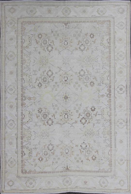 This Afghan made fine rug rug features a transitional design of stylized motifs in the central field, which are flanked by a repeating pattern in the border. The entirety of the piece is rendered in light tones, which makes it a versatile rug, well - sui... - Keivan Woven ArtsAIA - 151 - 6422Rug