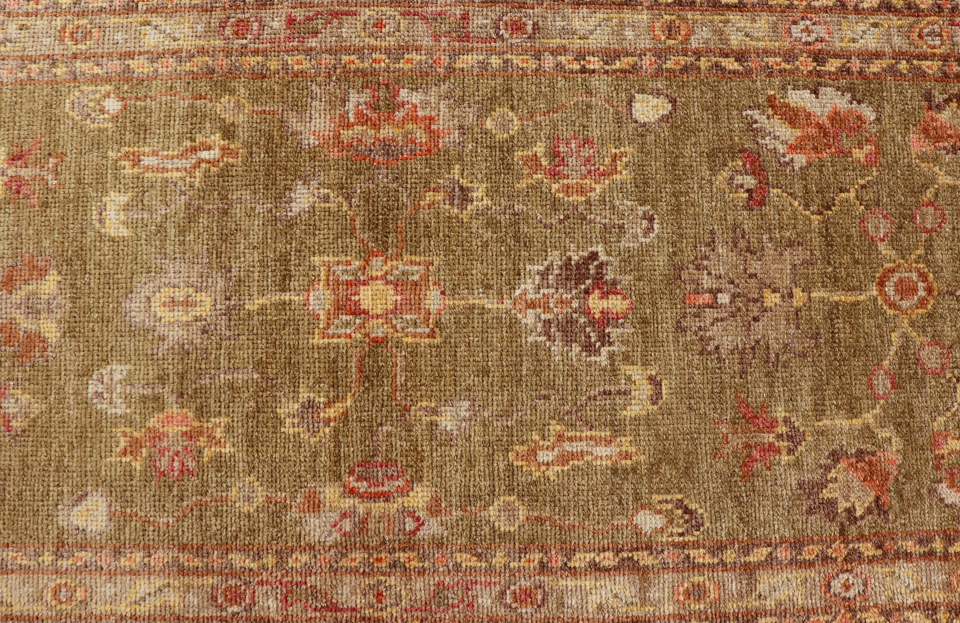Turkish Oushak Runner With Traditional All - Over Design in Yellow Green Keivan Woven Arts - Turkish Oushak runner with traditional motifs and elegant traditional medallion design, rug AN - 105339 , country of origin / type: Turkey / Oushak Measures:... - Keivan Woven ArtsAN - 105339 - 1746Rug