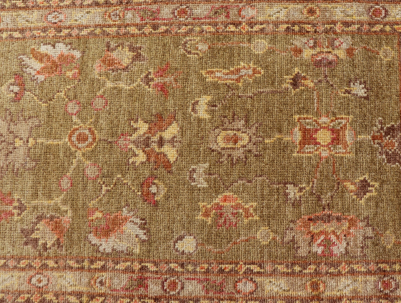 Turkish Oushak Runner With Traditional All - Over Design in Yellow Green Keivan Woven Arts - Turkish Oushak runner with traditional motifs and elegant traditional medallion design, rug AN - 105339 , country of origin / type: Turkey / Oushak Measures:... - Keivan Woven ArtsAN - 105339 - 1746Rug