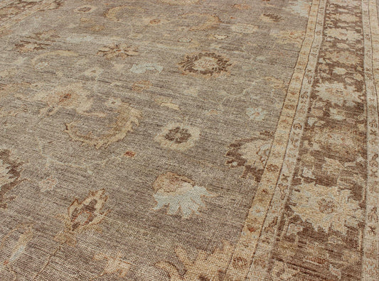Angora Oushak Turkish Rug in Warm Colors of Taupe, Gray, Brown, Cream, Angora Oushak rug from Turkey, Keivan Woven Arts / rug AN - 108396 , country of origin / type: Turkey / Angora Oushak. Measures: 10'8 x 14'0 From our Angora collection, this pie... - Keivan Woven ArtsAN - 108396 - 1953Rug