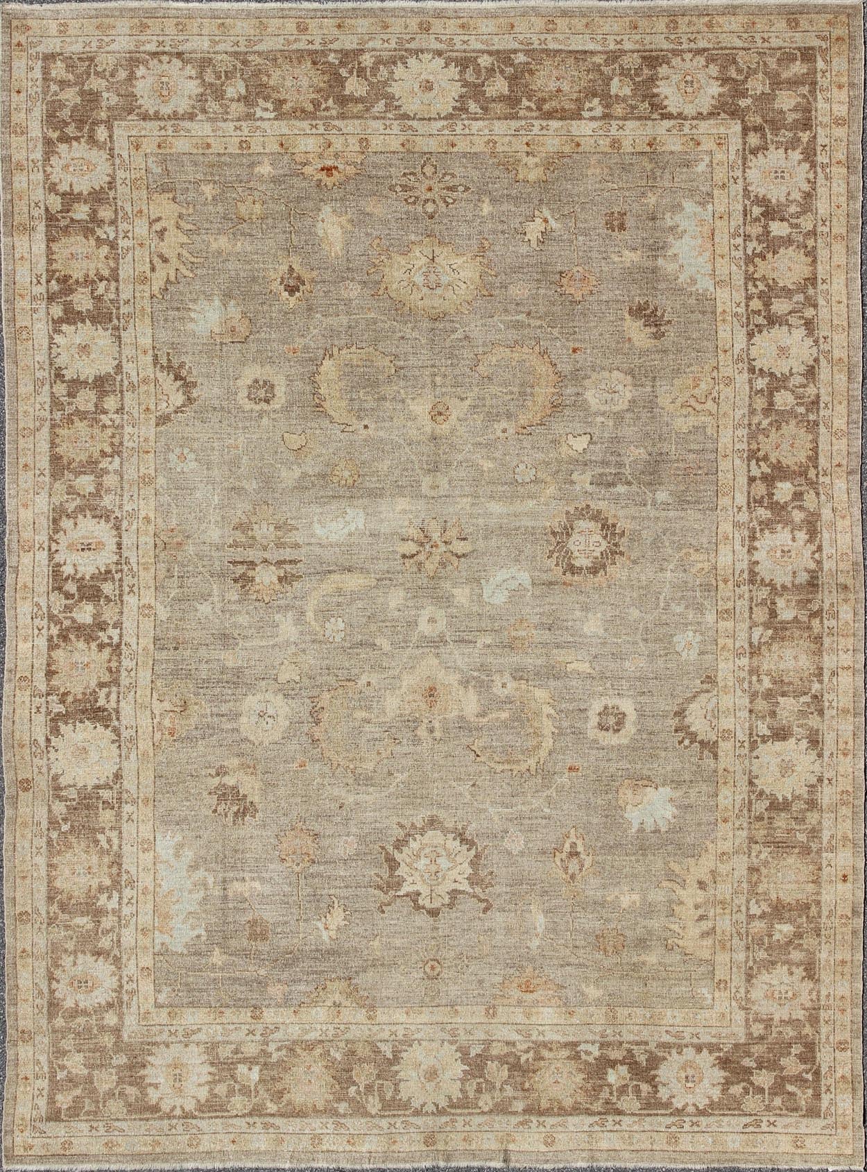 Angora Oushak Turkish Rug in Warm Colors of Taupe, Gray, Brown, Cream, Angora Oushak rug from Turkey, Keivan Woven Arts / rug AN - 108396 , country of origin / type: Turkey / Angora Oushak. Measures: 10'8 x 14'0 From our Angora collection, this pie... - Keivan Woven ArtsAN - 108396 - 1953Rug