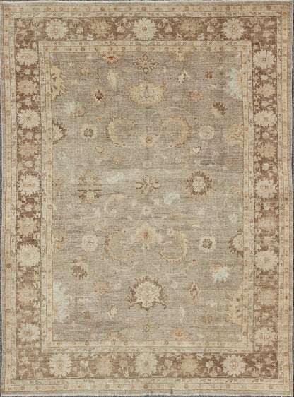 Angora Oushak Turkish Rug in Warm Colors of Taupe, Gray, Brown, Cream, Angora Oushak rug from Turkey, Keivan Woven Arts / rug AN - 108396 , country of origin / type: Turkey / Angora Oushak. Measures: 10'8 x 14'0 From our Angora collection, this pie... - Keivan Woven ArtsAN - 108396 - 1953Rug