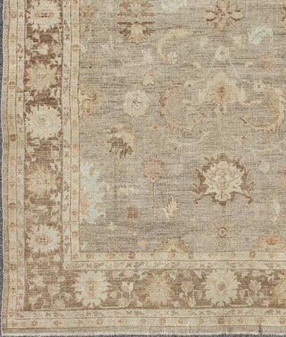 Angora Oushak Turkish Rug in Warm Colors of Taupe, Gray, Brown, Cream, Angora Oushak rug from Turkey, Keivan Woven Arts / rug AN - 108396 , country of origin / type: Turkey / Angora Oushak. Measures: 10'8 x 14'0 From our Angora collection, this pie... - Keivan Woven ArtsAN - 108396 - 1953Rug