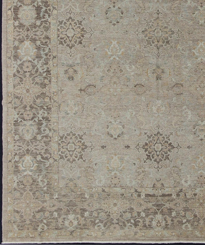 Keivan Woven Arts - Turkish Sivas Fine Weave Rug in Taupe, Gray, Ivory and Brown and Cream Colors. Turkish Sivas in Taupe, Gray, Ivory and Brown, Cream and pastel colors, rug AN - 108837, country of origin / type: Turkey / Sivas, circa 1980 Thi... - Keivan Woven ArtsAN - 108837 - 2352Rug