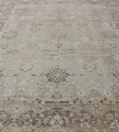 Keivan Woven Arts - Turkish Sivas Fine Weave Rug in Taupe, Gray, Ivory and Brown and Cream Colors. Turkish Sivas in Taupe, Gray, Ivory and Brown, Cream and pastel colors, rug AN - 108837, country of origin / type: Turkey / Sivas, circa 1980 Thi... - Keivan Woven ArtsAN - 108837 - 2352Rug