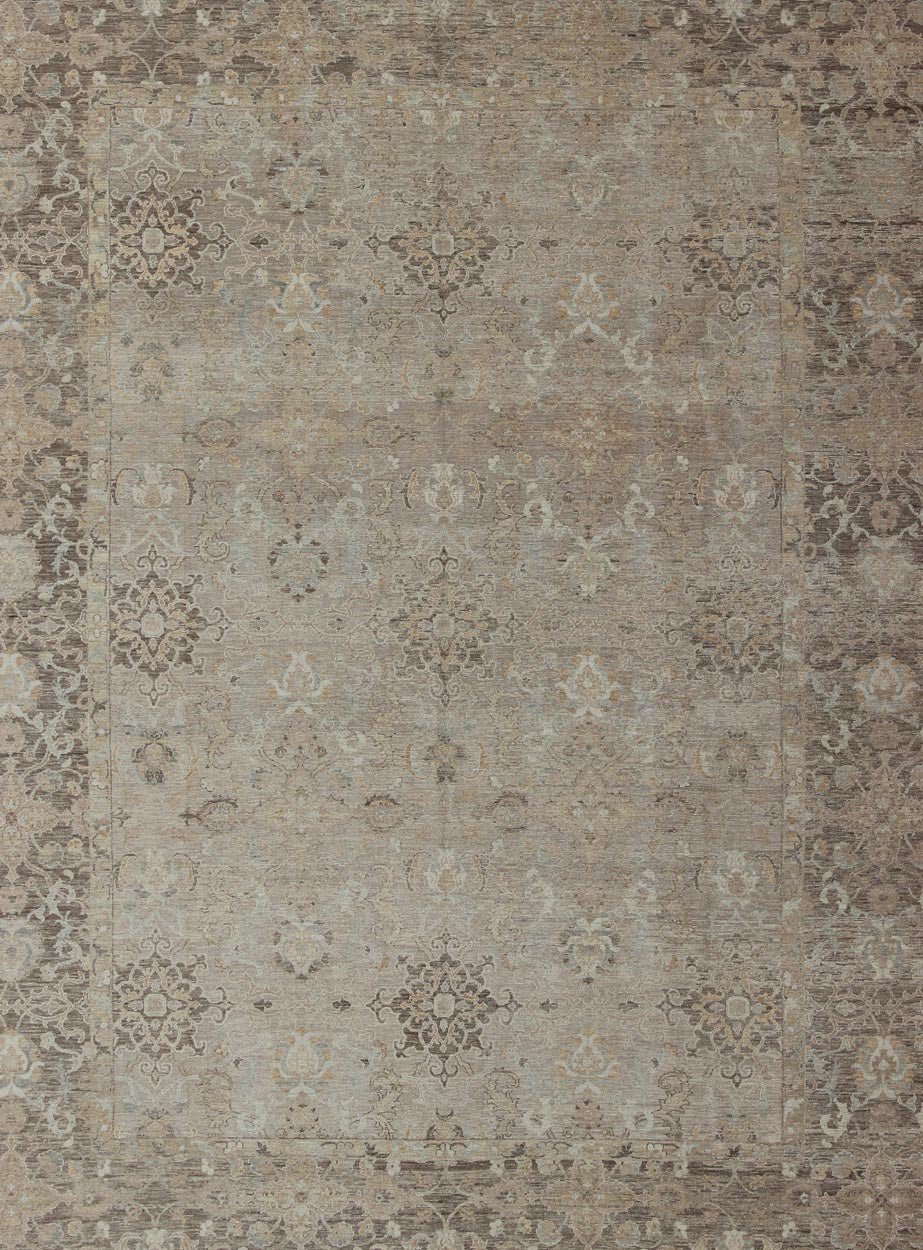Keivan Woven Arts - Turkish Sivas Fine Weave Rug in Taupe, Gray, Ivory and Brown and Cream Colors. Turkish Sivas in Taupe, Gray, Ivory and Brown, Cream and pastel colors, rug AN - 108837, country of origin / type: Turkey / Sivas, circa 1980 Thi... - Keivan Woven ArtsAN - 108837 - 2352Rug