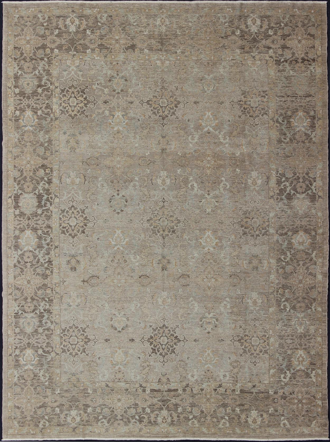 Keivan Woven Arts - Turkish Sivas Fine Weave Rug in Taupe, Gray, Ivory and Brown and Cream Colors. Turkish Sivas in Taupe, Gray, Ivory and Brown, Cream and pastel colors, rug AN - 108837, country of origin / type: Turkey / Sivas, circa 1980 Thi... - Keivan Woven ArtsAN - 108837 - 2352Rug