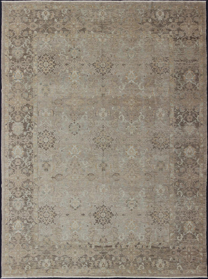 Keivan Woven Arts - Turkish Sivas Fine Weave Rug in Taupe, Gray, Ivory and Brown and Cream Colors. Turkish Sivas in Taupe, Gray, Ivory and Brown, Cream and pastel colors, rug AN - 108837, country of origin / type: Turkey / Sivas, circa 1980 Thi... - Keivan Woven ArtsAN - 108837 - 2352Rug
