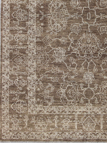 Fine Transitional Rug With Stylized Geometric Motifs in Brown & Tan Keivan Woven Arts - Variegated brown and tan in this very finely woven Transitional rug made in Turkey with tan highlights, rug AN - 110430, country of origin / type: Turkey / Tribal ... - Keivan Woven ArtsAN - 110430 - 2691Rug