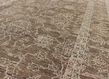Fine Transitional Rug With Stylized Geometric Motifs in Brown & Tan Keivan Woven Arts - Variegated brown and tan in this very finely woven Transitional rug made in Turkey with tan highlights, rug AN - 110430, country of origin / type: Turkey / Tribal ... - Keivan Woven ArtsAN - 110430 - 2691Rug