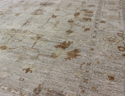 Angora Oushak Turkish Rug With Classic Oushak Design in Neutral Tones and Pop of Colors. Amazing Angora Turkish Classic Oushak Rug With Floral Motifs. Keivan Woven Arts/ rug AN - 114747. Measures: 8'7 x 11'5 Angora Turkish Classic... - Keivan Woven ArtsAN - 114747 - 3371Rug