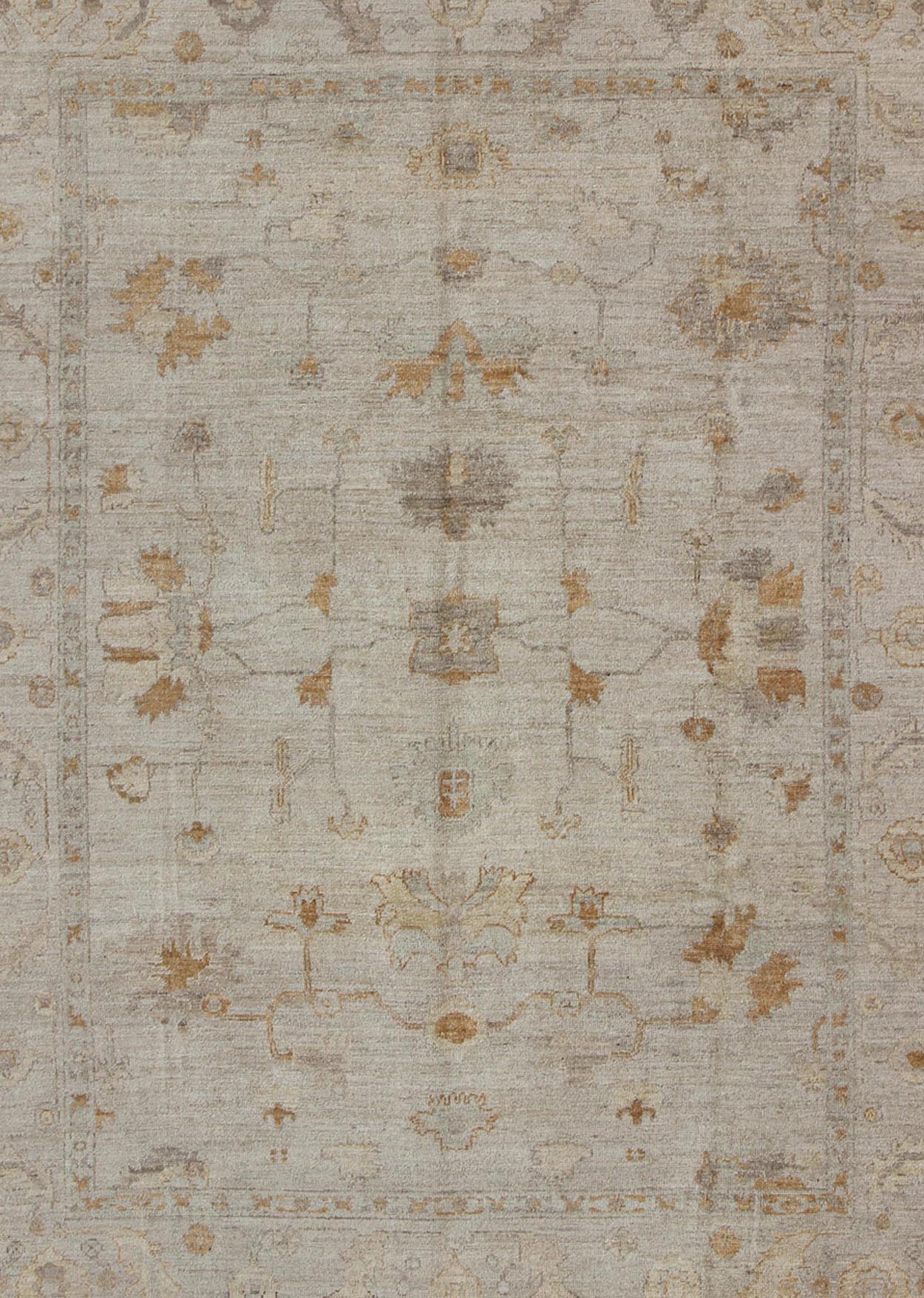 Angora Oushak Turkish Rug With Classic Oushak Design in Neutral Tones and Pop of Colors. Amazing Angora Turkish Classic Oushak Rug With Floral Motifs. Keivan Woven Arts/ rug AN - 114747. Measures: 8'7 x 11'5 Angora Turkish Classic... - Keivan Woven ArtsAN - 114747 - 3371Rug