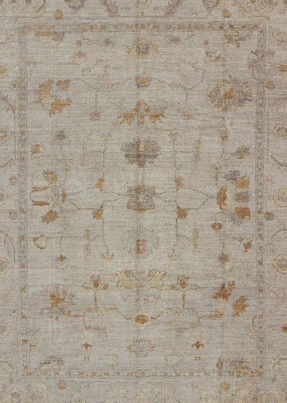 Angora Oushak Turkish Rug With Classic Oushak Design in Neutral Tones and Pop of Colors. Amazing Angora Turkish Classic Oushak Rug With Floral Motifs. Keivan Woven Arts/ rug AN - 114747. Measures: 8'7 x 11'5 Angora Turkish Classic... - Keivan Woven ArtsAN - 114747 - 3371Rug