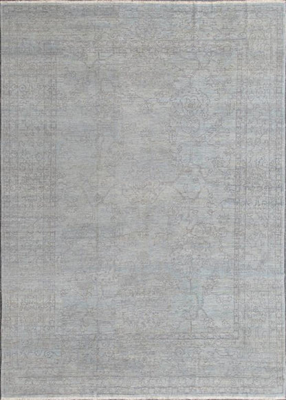Fine Transitional Rug with Stylized Geometric Motifs in Lavender and Light Blue Light lavender and very finely woven Transitional rug in light blue background of lavender highlights, rug AN - 115548, country of origin / type: Turkey / Tribal ... - Keivan Woven ArtsAN - 115548 - 3794Rug