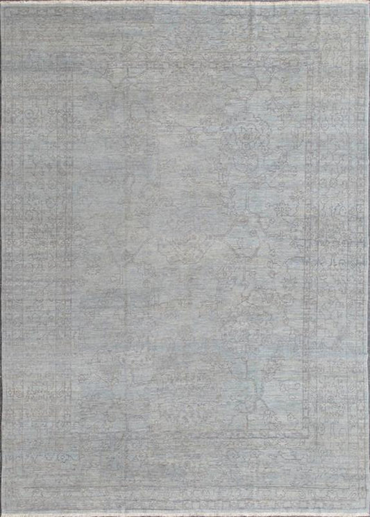 Fine Transitional Rug with Stylized Geometric Motifs in Lavender and Light Blue Light lavender and very finely woven Transitional rug in light blue background of lavender highlights, rug AN - 115548, country of origin / type: Turkey / Tribal ... - Keivan Woven ArtsAN - 115548 - 3794Rug