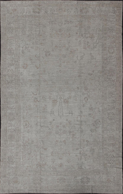 Large Angora Turkish Oushak Rug in Cream, Taupe, Silver, and Hints of Faded Blue Gray, cream, taupe, and light blue Angora rug from Turkey, rug AN - 117272, country of origin / type: Turkey / Angora Oushak From our Angora collection, this p... - Keivan Woven ArtsAN - 117272 - 4331Rug