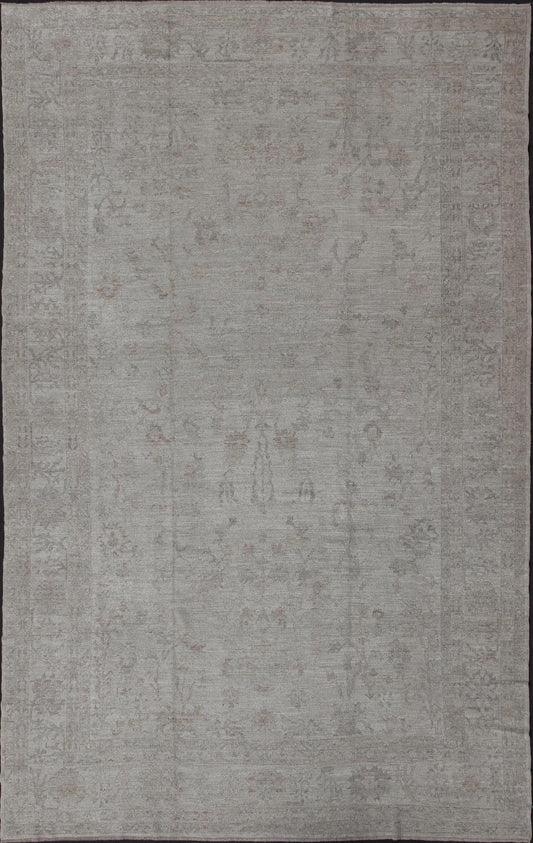 Large Angora Turkish Oushak Rug in Cream, Taupe, Silver, and Hints of Faded Blue Gray, cream, taupe, and light blue Angora rug from Turkey, rug AN - 117272, country of origin / type: Turkey / Angora Oushak From our Angora collection, this p... - Keivan Woven ArtsAN - 117272 - 4331Rug