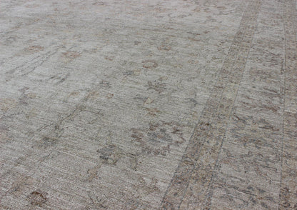Large Angora Turkish Oushak Rug in Cream, Taupe, Silver, and Hints of Faded Blue Gray, cream, taupe, and light blue Angora rug from Turkey, rug AN - 117272, country of origin / type: Turkey / Angora Oushak From our Angora collection, this p... - Keivan Woven ArtsAN - 117272 - 4331Rug