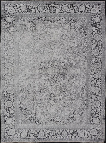 Vintage Sivas Cotton and Silk Rug in White, Gray and Charcoal Measures: 7'1 x 10'3 Sivas rugs are products of the Sivas province in central Turkey. This particular piece is characterized by a palette of cool colors such as light gray and ... - Keivan Woven ArtsAN - 118157 - 20964Rug