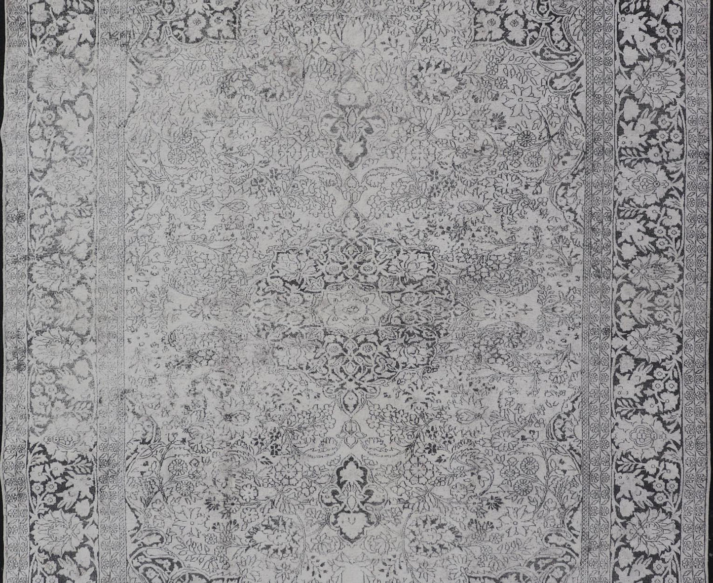 Vintage Sivas Cotton and Silk Rug in White, Gray and Charcoal Measures: 7'1 x 10'3 Sivas rugs are products of the Sivas province in central Turkey. This particular piece is characterized by a palette of cool colors such as light gray and ... - Keivan Woven ArtsAN - 118157 - 20964Rug