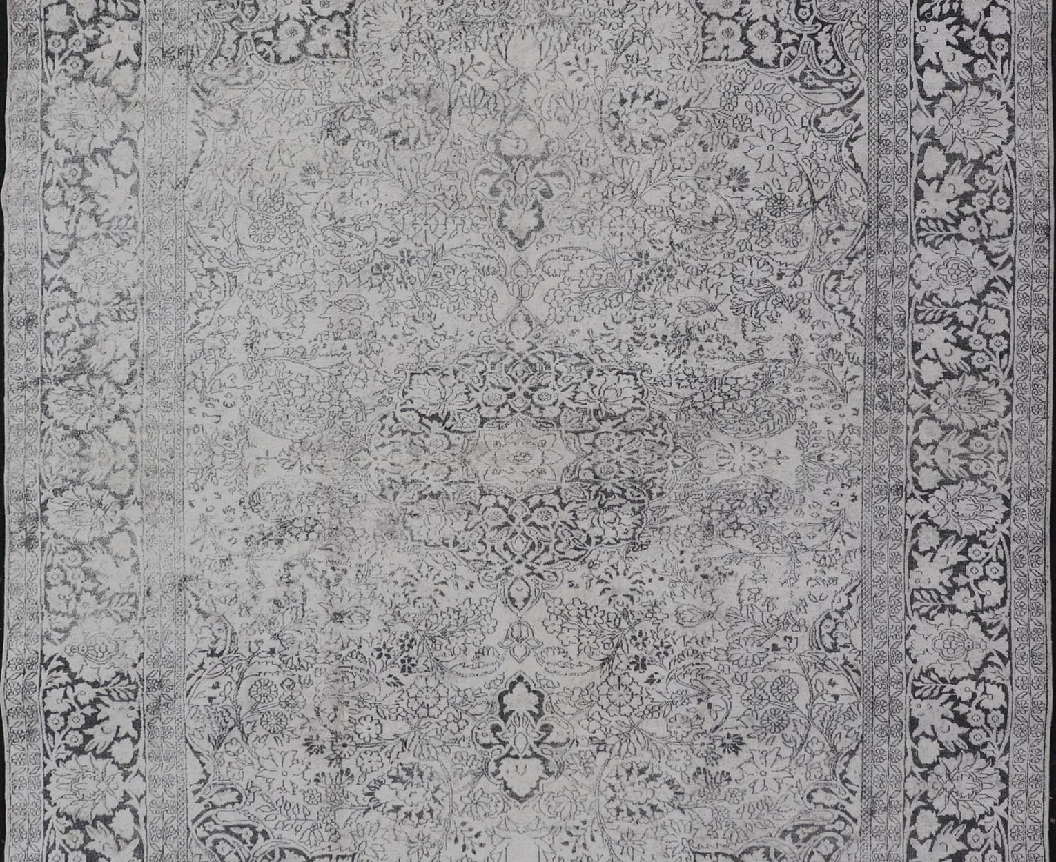 Vintage Sivas Cotton and Silk Rug in White, Gray and Charcoal Measures: 7'1 x 10'3 Sivas rugs are products of the Sivas province in central Turkey. This particular piece is characterized by a palette of cool colors such as light gray and ... - Keivan Woven ArtsAN - 118157 - 20964Rug