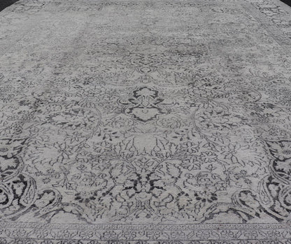 Vintage Sivas Cotton and Silk Rug in White, Gray and Charcoal Measures: 7'1 x 10'3 Sivas rugs are products of the Sivas province in central Turkey. This particular piece is characterized by a palette of cool colors such as light gray and ... - Keivan Woven ArtsAN - 118157 - 20964Rug