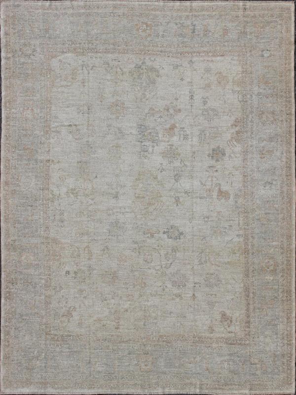 Angora Turkish Oushak Rug by Keivan Woven Arts with Floral Design. rug AN - 119860, country of origin / type: Turkey / Angora Oushak 21st century. Measures: 11'3 x 14'5 From our Angora collection, this piece is made with a combination of angora a... - Keivan Woven ArtsAN - 119860 - 5412Rug