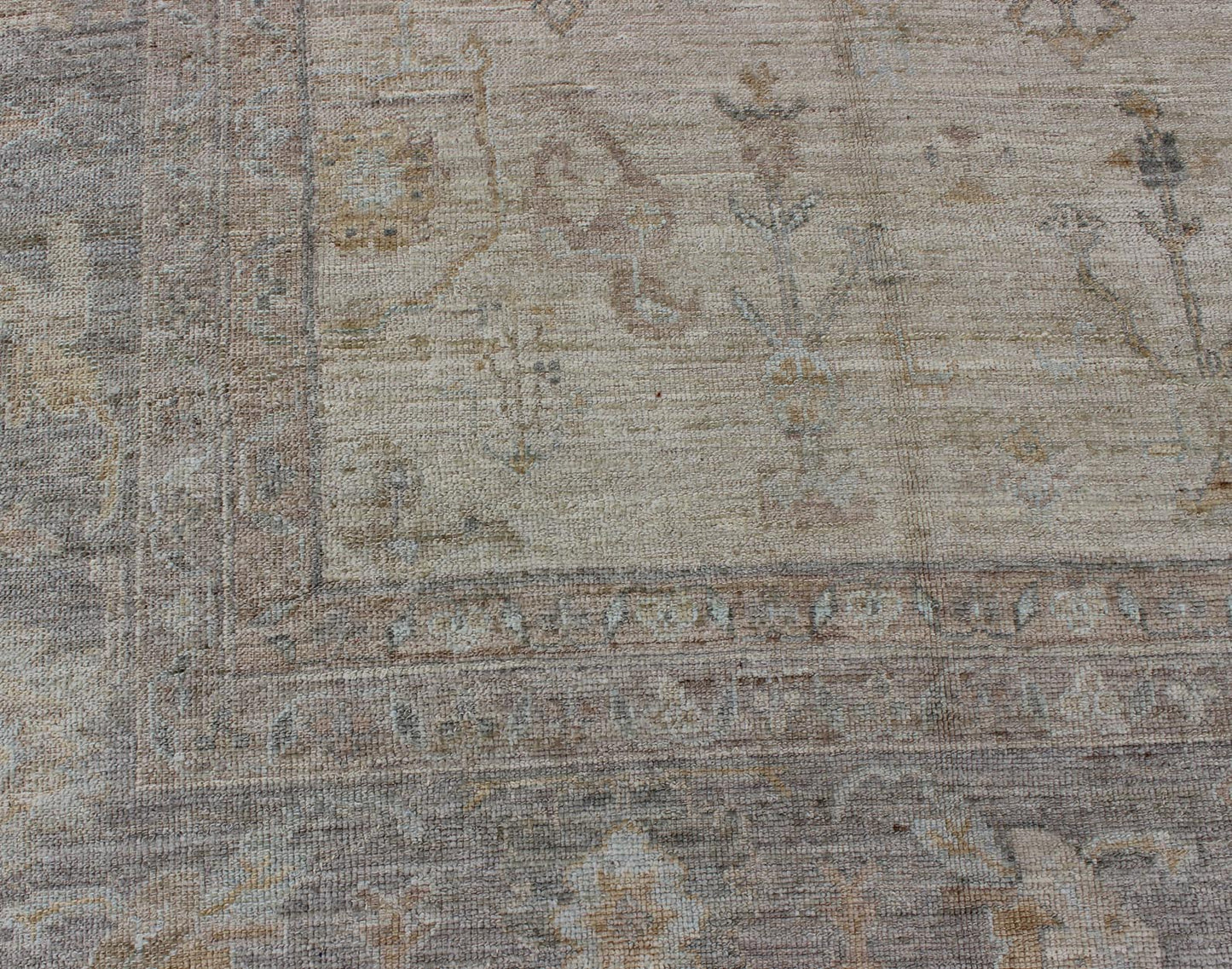Turkish Angora Oushak Rug with All - Over Vining Floral Design Keivan Woven Arts. rug AN - 120598, country of origin / type: Turkey / Oushak. antique reproduction ushak, angora oushak. Measures: 11'8 x 15'1 The design of this beautiful Oushak rug, T... - Keivan Woven ArtsAN - 120598 - 6276Rug
