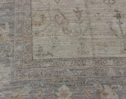 Turkish Angora Oushak Rug with All - Over Vining Floral Design Keivan Woven Arts. rug AN - 120598, country of origin / type: Turkey / Oushak. antique reproduction ushak, angora oushak. Measures: 11'8 x 15'1 The design of this beautiful Oushak rug, T... - Keivan Woven ArtsAN - 120598 - 6276Rug