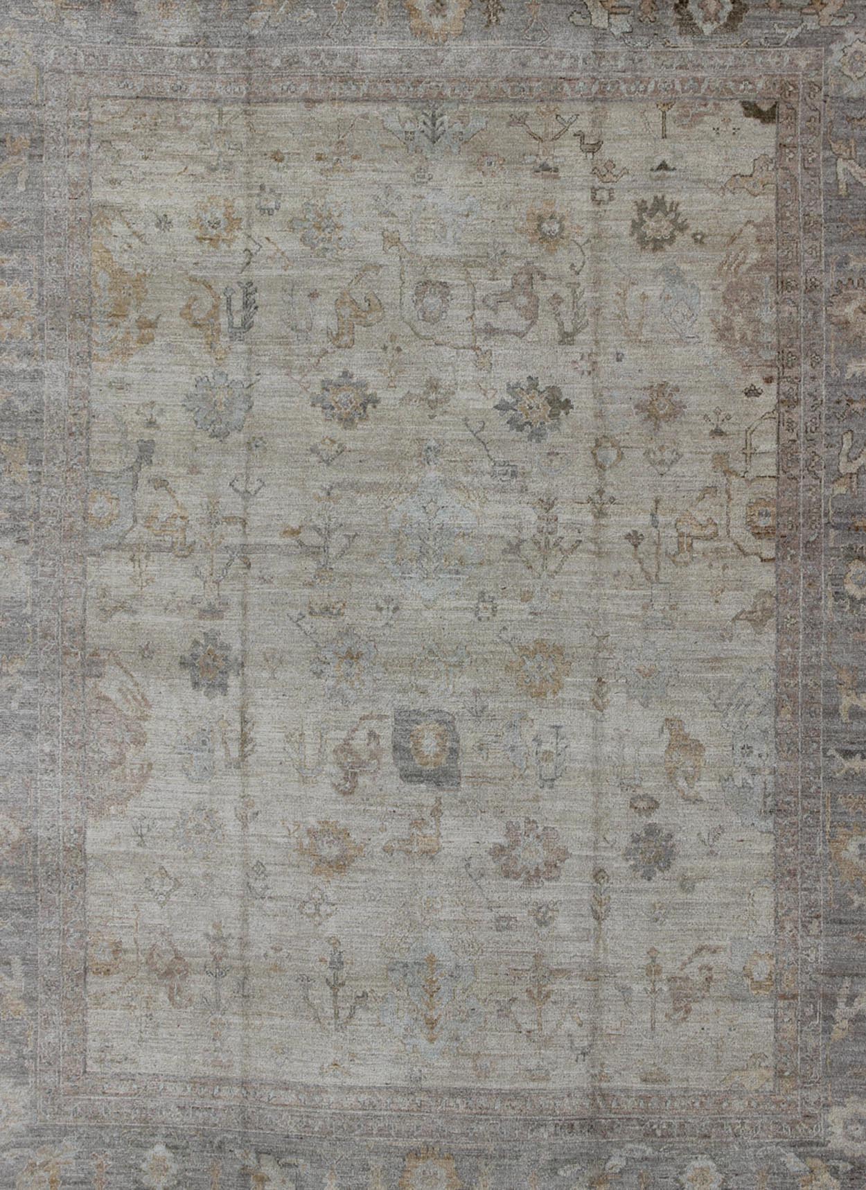 Turkish Angora Oushak Rug with All - Over Vining Floral Design Keivan Woven Arts. rug AN - 120598, country of origin / type: Turkey / Oushak. antique reproduction ushak, angora oushak. Measures: 11'8 x 15'1 The design of this beautiful Oushak rug, T... - Keivan Woven ArtsAN - 120598 - 6276Rug