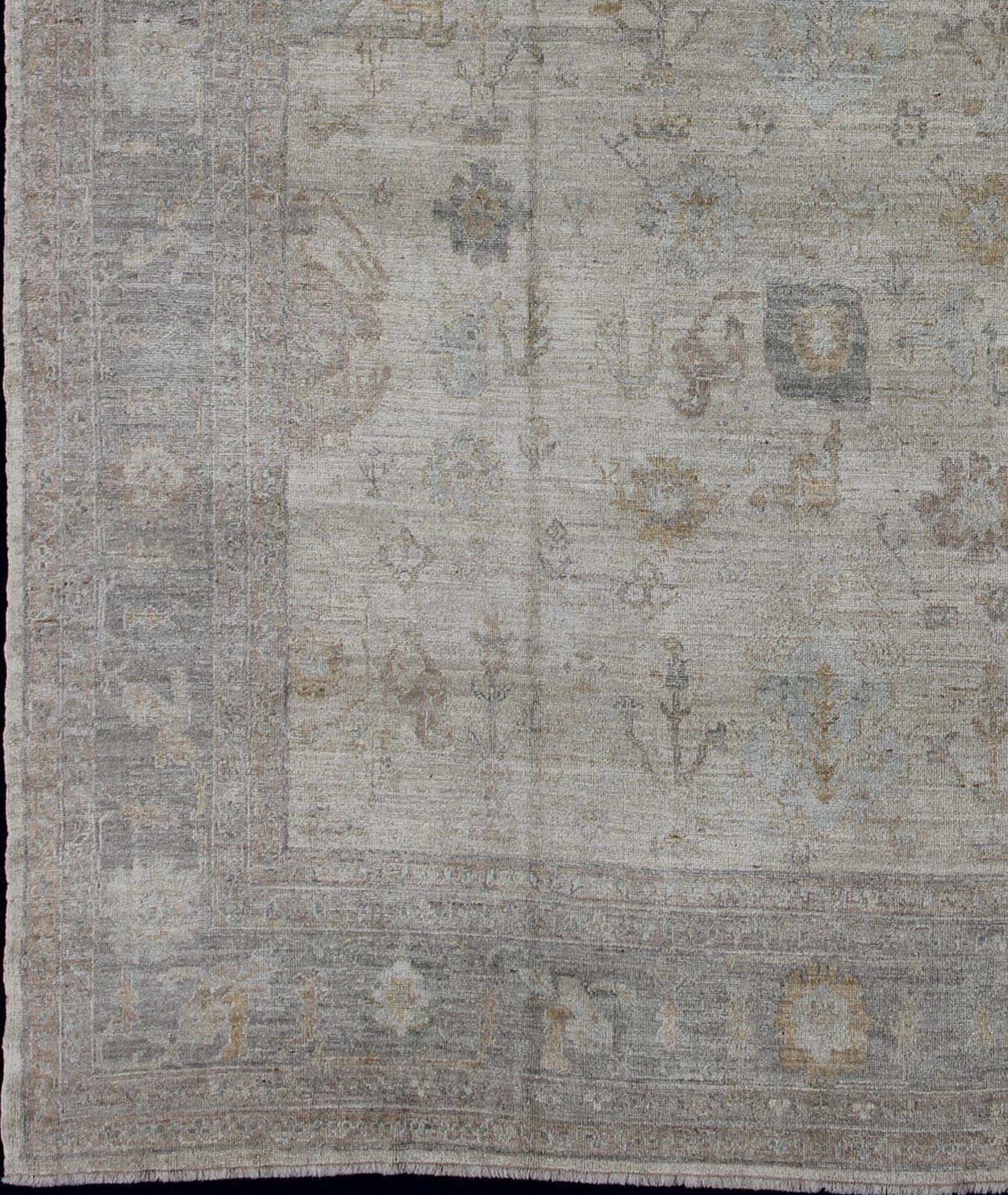 Turkish Angora Oushak Rug with All - Over Vining Floral Design Keivan Woven Arts. rug AN - 120598, country of origin / type: Turkey / Oushak. antique reproduction ushak, angora oushak. Measures: 11'8 x 15'1 The design of this beautiful Oushak rug, T... - Keivan Woven ArtsAN - 120598 - 6276Rug