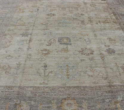 Turkish Angora Oushak Rug with All - Over Vining Floral Design Keivan Woven Arts. rug AN - 120598, country of origin / type: Turkey / Oushak. antique reproduction ushak, angora oushak. Measures: 11'8 x 15'1 The design of this beautiful Oushak rug, T... - Keivan Woven ArtsAN - 120598 - 6276Rug