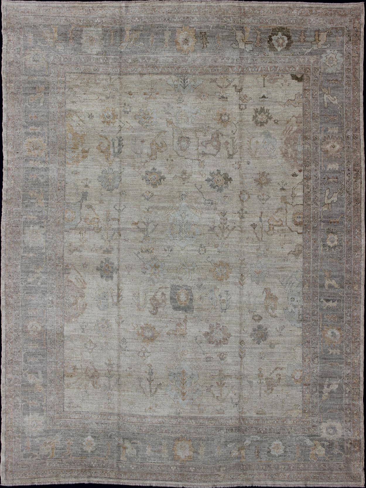 Turkish Angora Oushak Rug with All - Over Vining Floral Design Keivan Woven Arts. rug AN - 120598, country of origin / type: Turkey / Oushak. antique reproduction ushak, angora oushak. Measures: 11'8 x 15'1 The design of this beautiful Oushak rug, T... - Keivan Woven ArtsAN - 120598 - 6276Rug