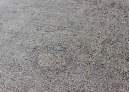 Keivan Woven Arts Angora Oushak Turkish Rug in Shades of Light Blue and Cream. Keivan Woven Arts / rug AN - 120863, Keivan Woven Arts / country of origin / type: Turkey / Angora Oushak. Measures: 8'9 x 10'8 Made with a combination of angora and o... - Keivan Woven ArtsAN - 120863 - 6282