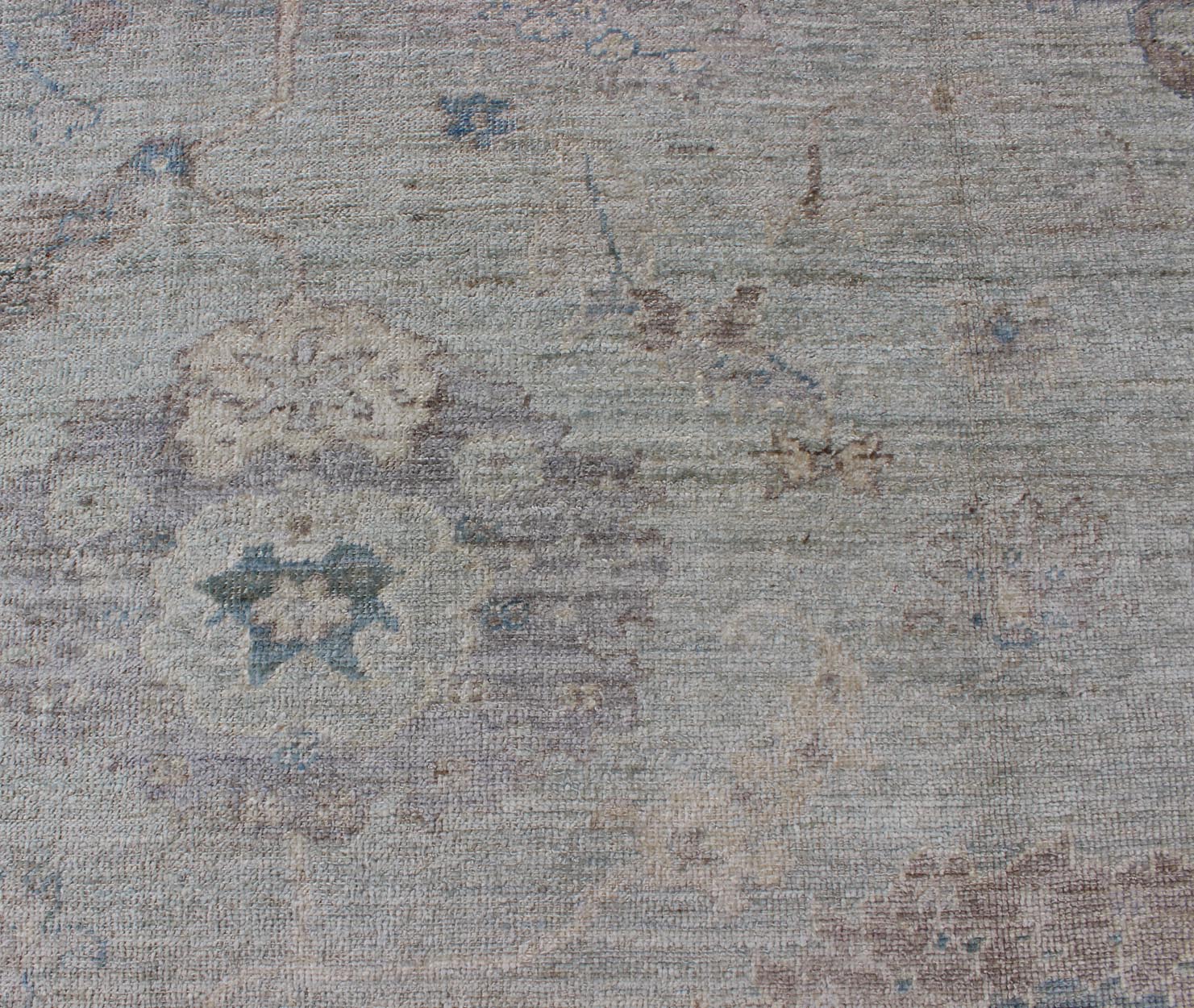 Keivan Woven Arts Angora Oushak Turkish Rug in Shades of Light Blue and Cream. Keivan Woven Arts / rug AN - 120863, Keivan Woven Arts / country of origin / type: Turkey / Angora Oushak. Measures: 8'9 x 10'8 Made with a combination of angora and o... - Keivan Woven ArtsAN - 120863 - 6282Rug