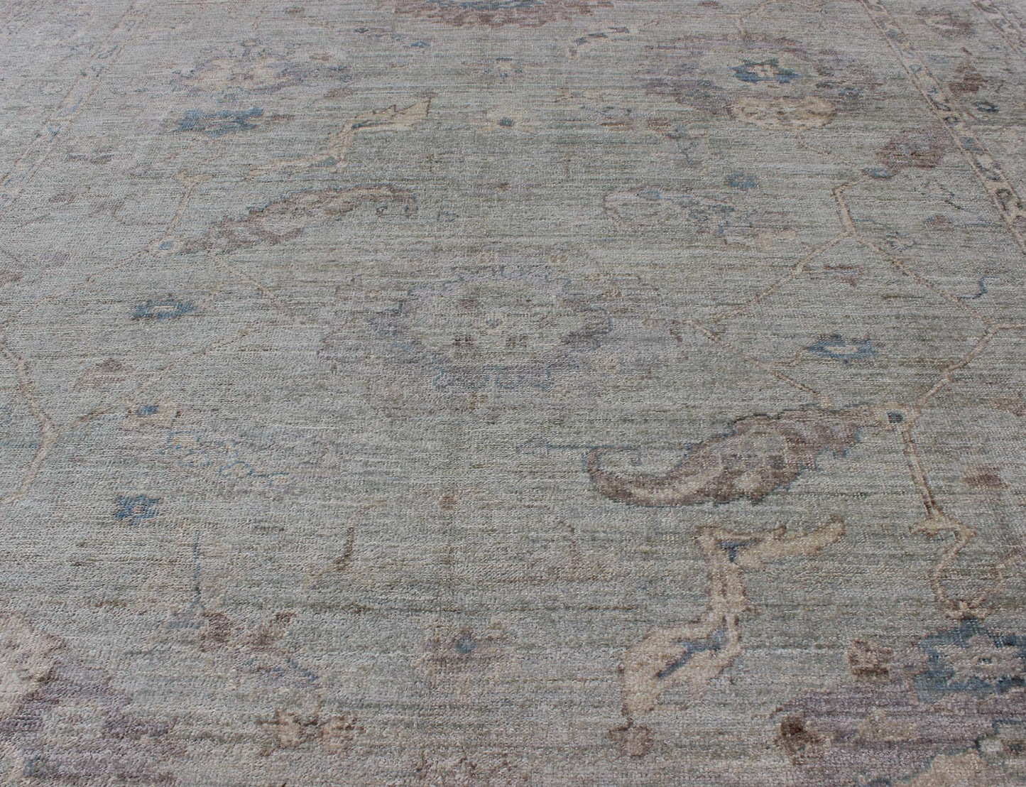 Keivan Woven Arts Angora Oushak Turkish Rug in Shades of Light Blue and Cream. Keivan Woven Arts / rug AN - 120863, Keivan Woven Arts / country of origin / type: Turkey / Angora Oushak. Measures: 8'9 x 10'8 Made with a combination of angora and o... - Keivan Woven ArtsAN - 120863 - 6282Rug