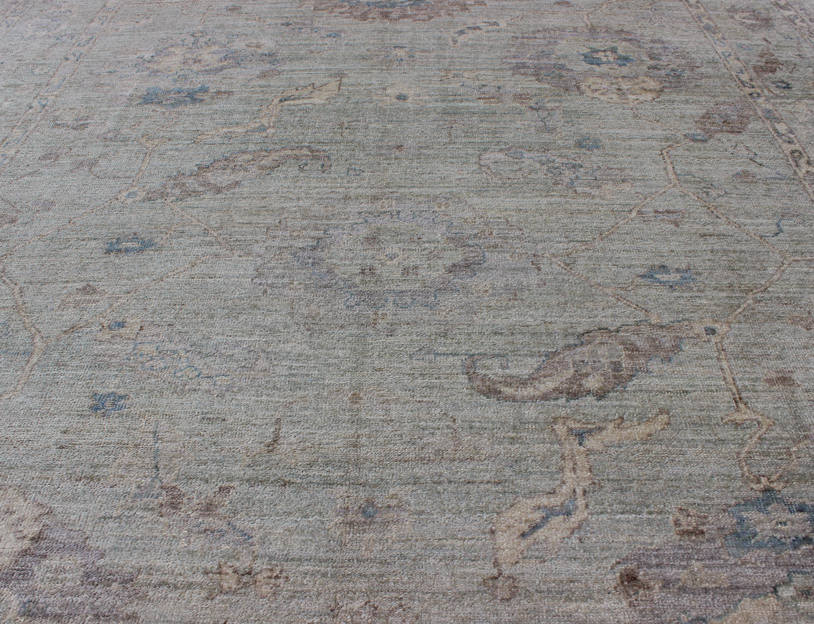 Keivan Woven Arts Angora Oushak Turkish Rug in Shades of Light Blue and Cream. Keivan Woven Arts / rug AN - 120863, Keivan Woven Arts / country of origin / type: Turkey / Angora Oushak. Measures: 8'9 x 10'8 Made with a combination of angora and o... - Keivan Woven ArtsAN - 120863 - 6282Rug