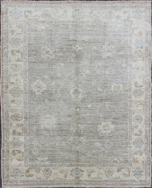 Keivan Woven Arts Angora Oushak Area Rug With Pastel Colors. Keivan Woven Arts Oushak Angora with Floral Design. Keivan Woven Arts rug AN - 122750, country of origin / type: Turkey / Angora Oushak. Measures: 5'2 x 7'6 From our Angora coll... - Keivan Woven ArtsAN - 122750 - 8639Rug